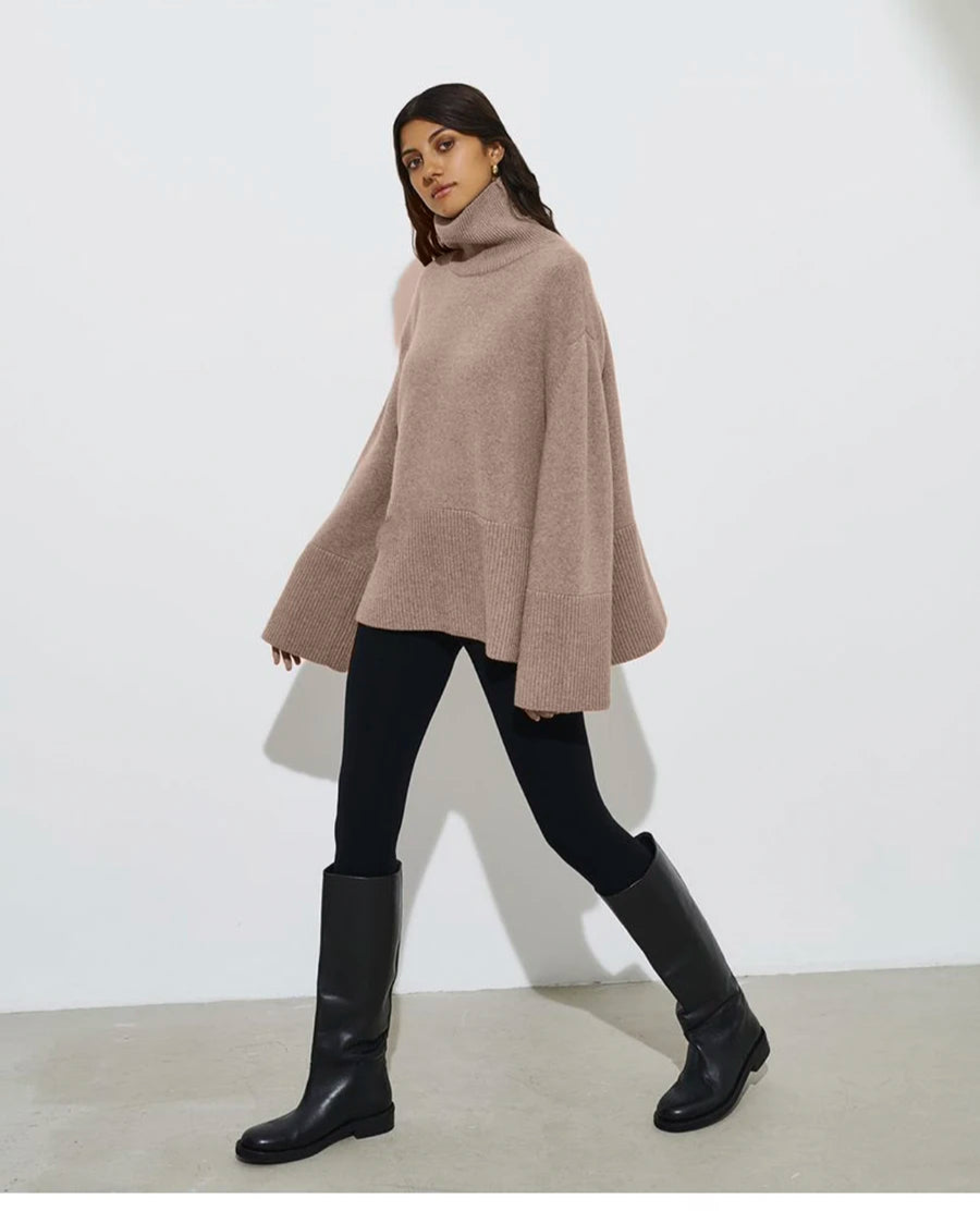 Turtle Neck Basic Knitted Split Pullover
