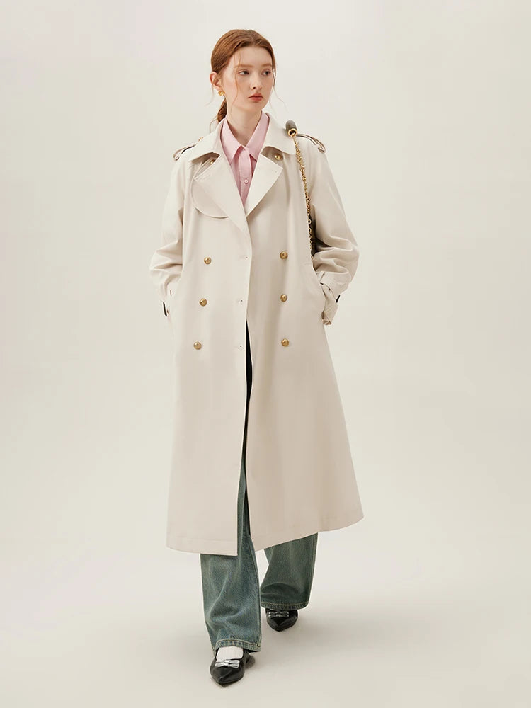 Double Breasted Office Long Trench Coats