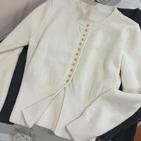Round-Neck Short Knitted Cardigan