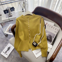 Round-Neck Short Knitted Cardigan