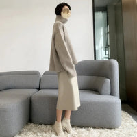 Loose High Neck Wool Pullover Sweater