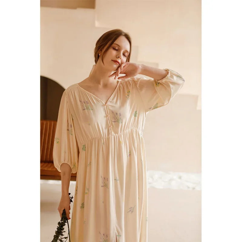 Printed Sweet Satin Sleep Dress