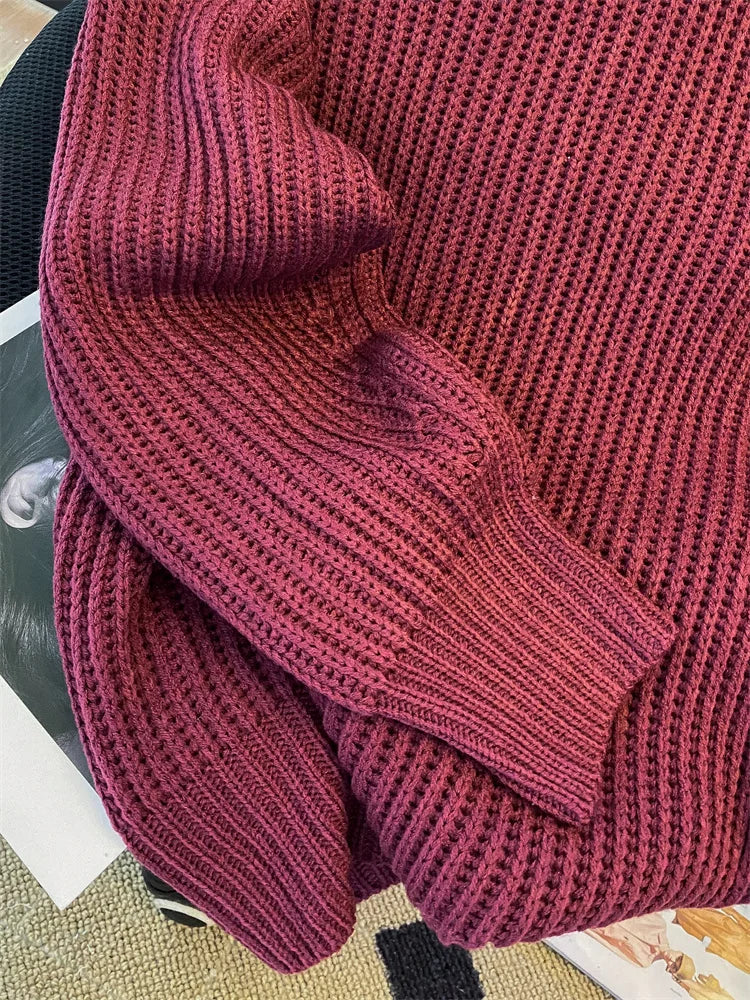 Round-Neck Oversized Knitted Pullover