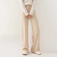 100% Merino Wool Knitted Wide Leg Trousers