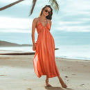 V-neck Backless Beach Flowy Dress