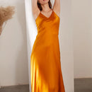 100% Real Silk V-neck Sling Dress