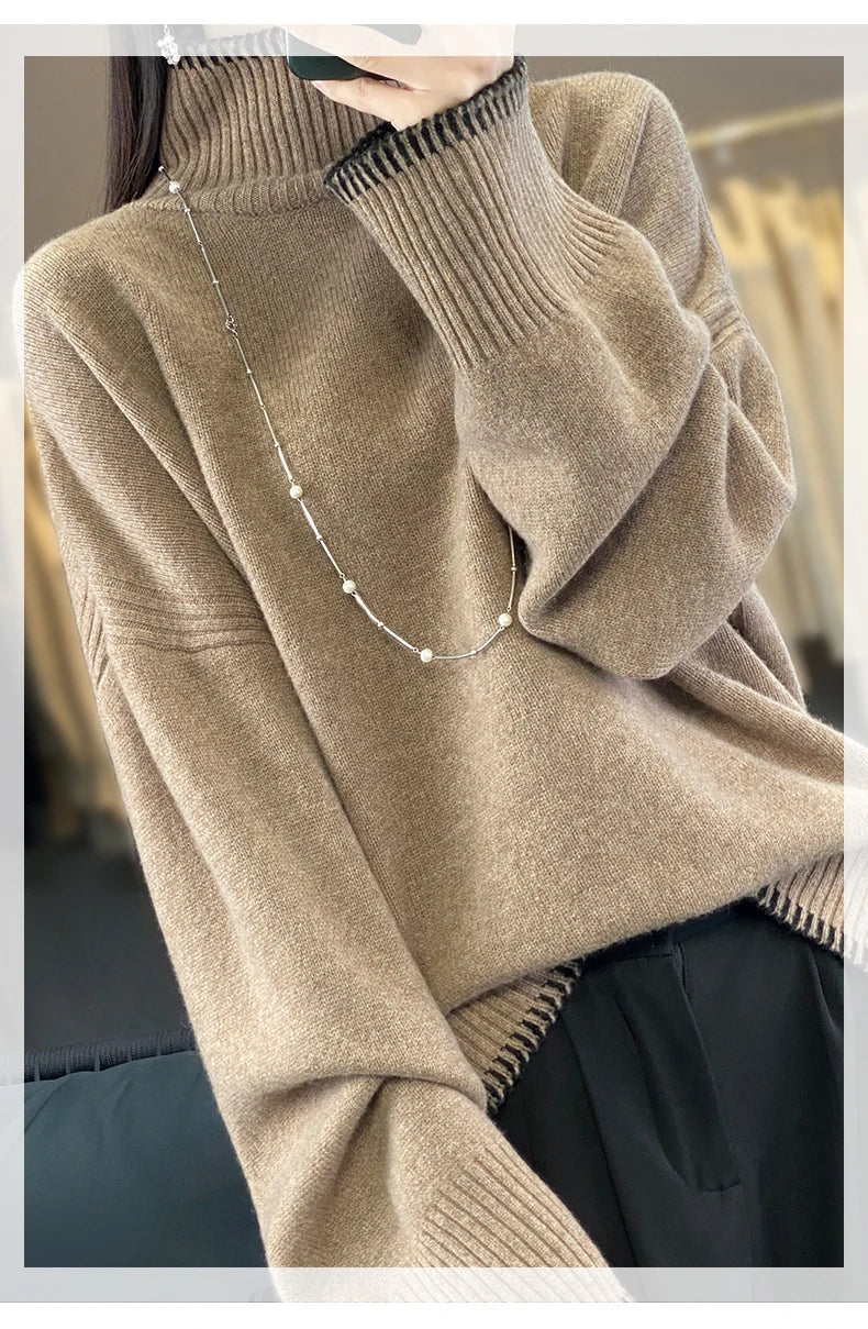 Oversized 100% Wool Turtleneck Sweater