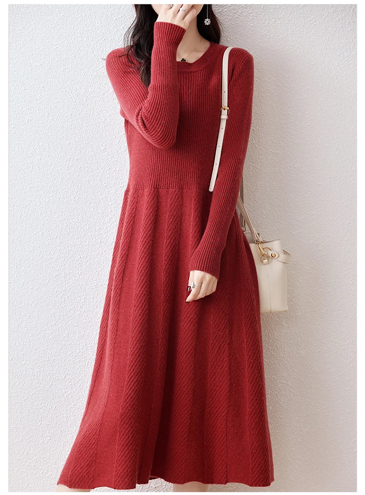 Merino Wool Knitted Sweater Dress