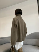 Loose High Neck Wool Pullover Sweater
