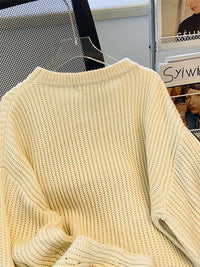 Round-Neck Oversized Knitted Pullover