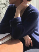 Gentle Herd Slouchy V-neck Wool Sweater