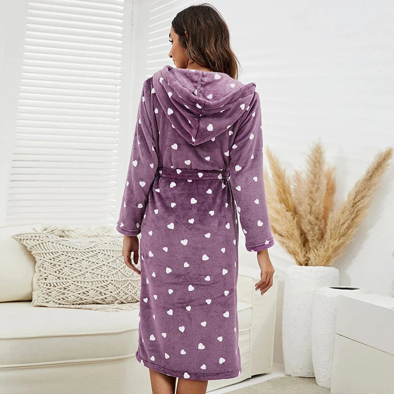 Flannel Hooded Pajamas Robe