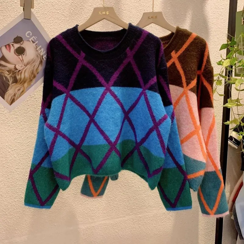 Geometry Round-Neck Knitted Sweater