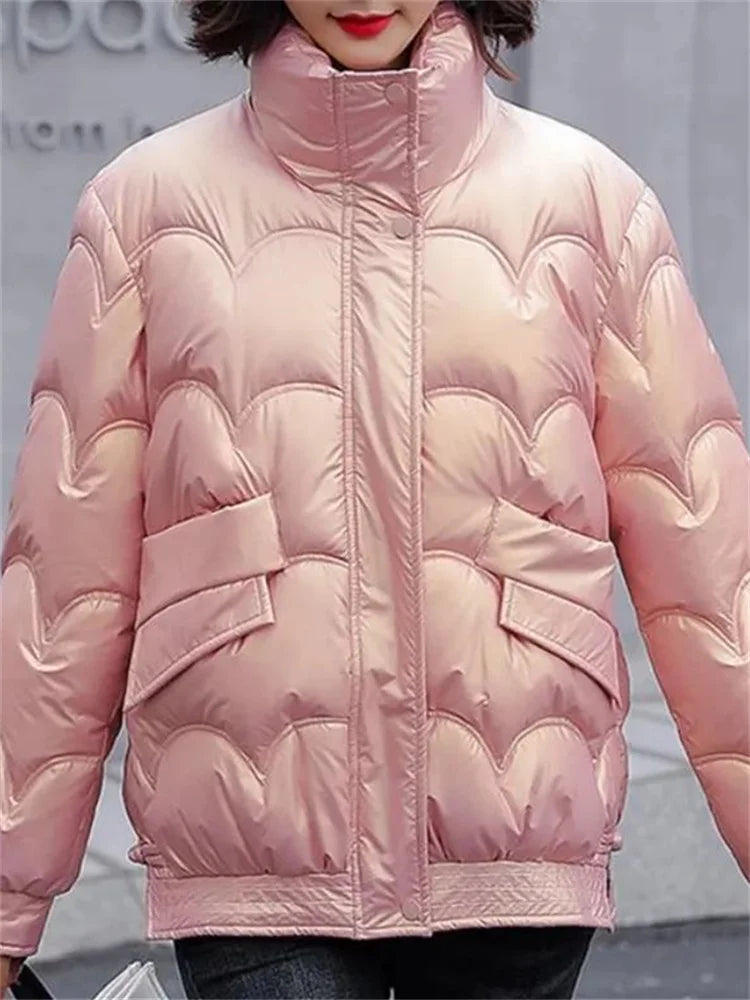 Stand Collar Quilted-Shell Parka