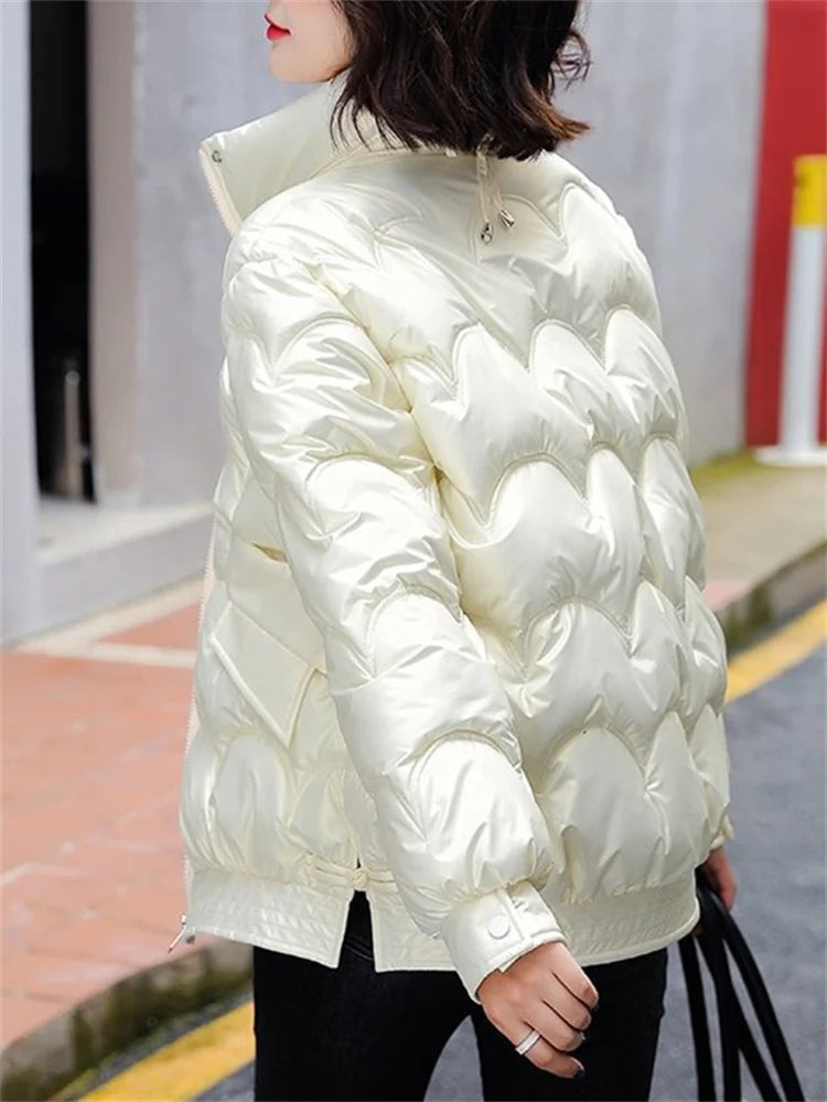 Stand Collar Quilted-Shell Parka