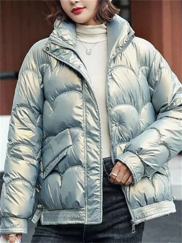 Stand Collar Quilted-Shell Parka