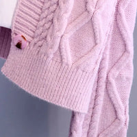 Twist Short V-Neck Single-breasted Knitted Cardigan