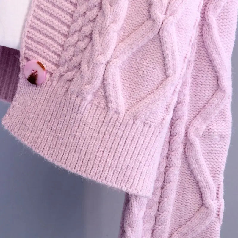 Twist Short V-Neck Single-breasted Knitted Cardigan