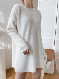 Vintage Round-neck Belted Knitted Dress