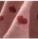Pink Heart Winter Knitted Sweater