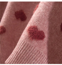 Pink Heart Winter Knitted Sweater
