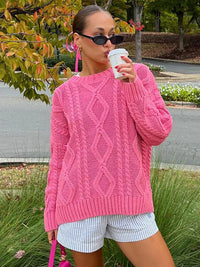 Crew Neck Vintage Pink Pullover
