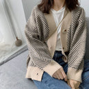 Oversized V-Neck Striped Cardigan