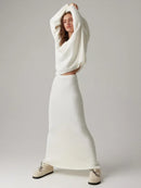 Casual V-neck Sweater& Skirt Set
