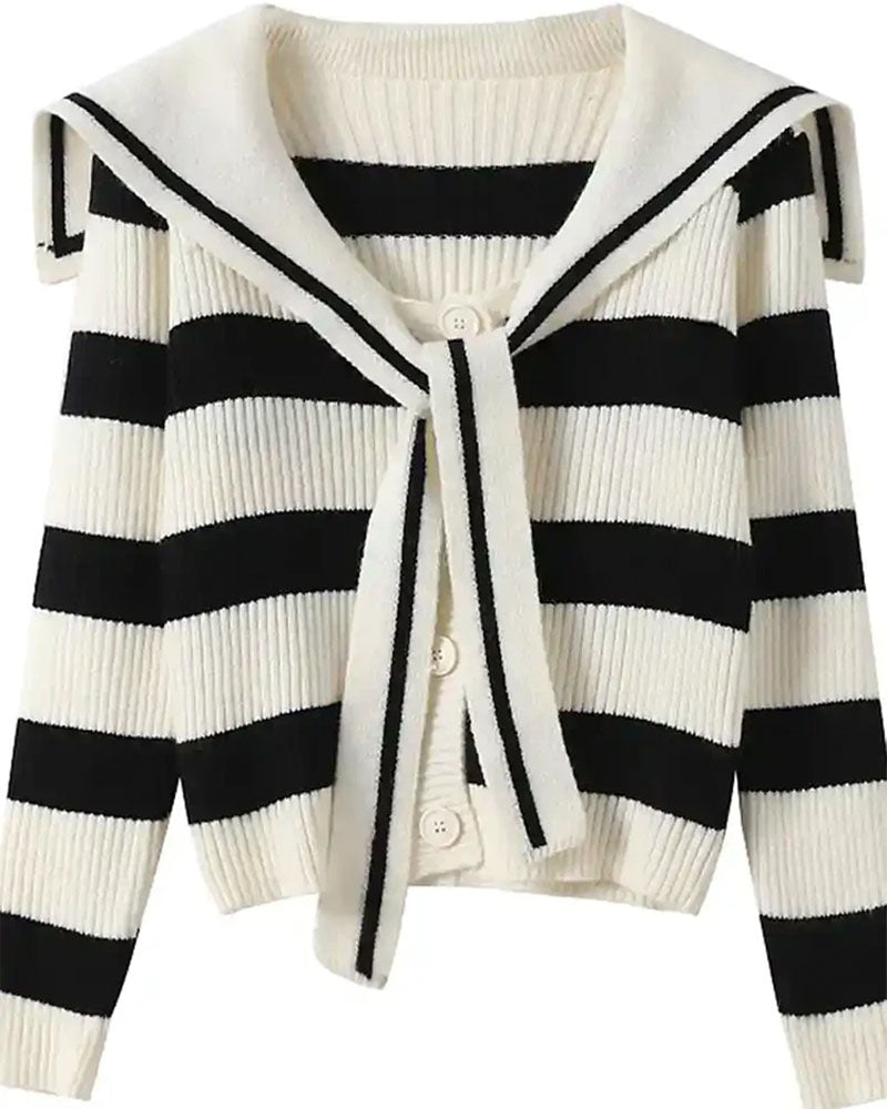 Sailor Collar Vintage Cardigan Sweater