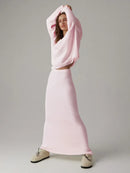 Casual V-neck Sweater& Skirt Set