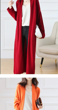 Open Front 100% Merino Wool Long Cardigan
