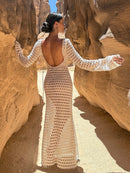 Mesh Backless Beach Maxi Dress Swimsuit Cover Up