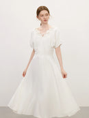 V-Neck Textured Sleeves Dress