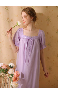 Palace Style Short Sleeve Cotton Pajama Dress