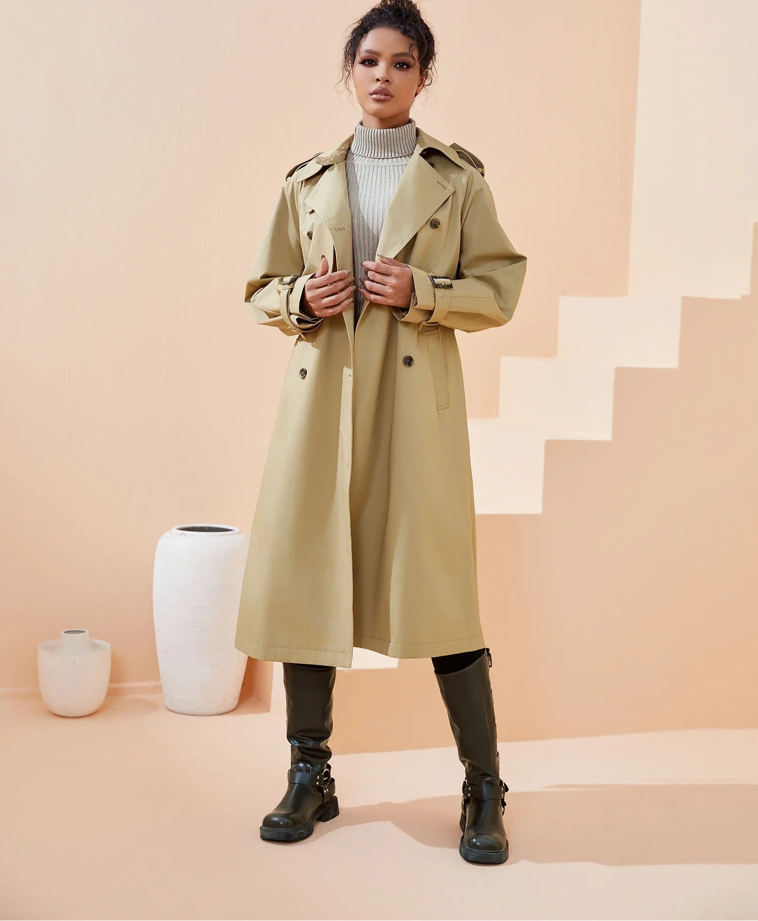 Turn Down Collar 100% Cotton Trench
