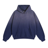 Retro Gradient  Distressed Holes Washed Hoodies