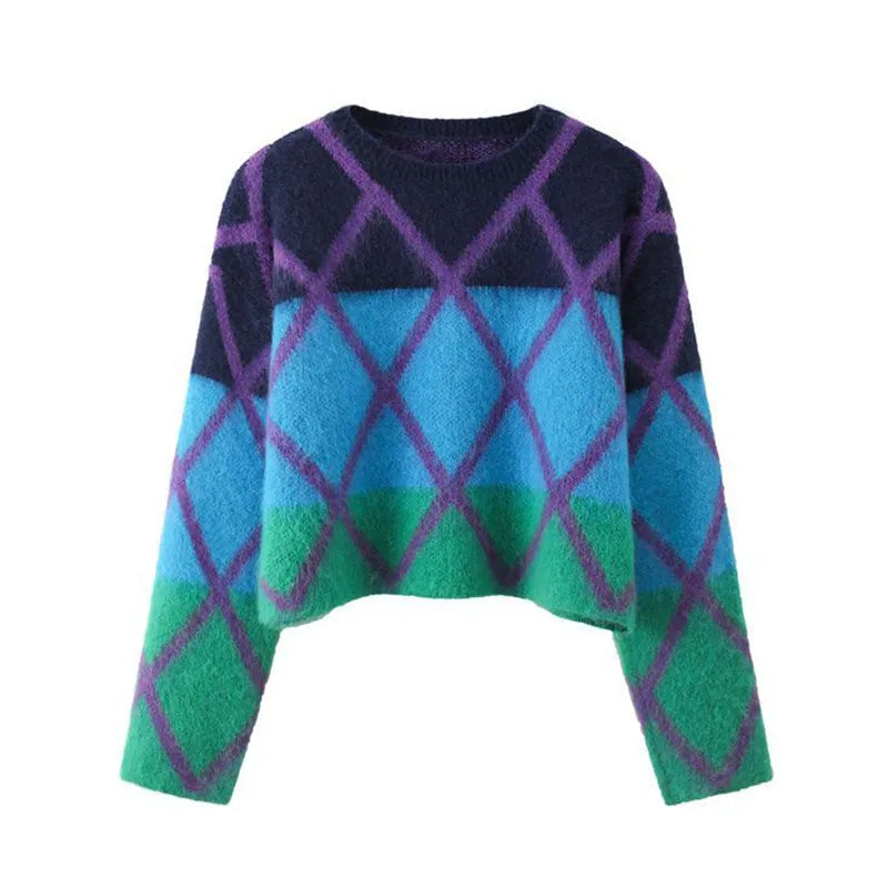 Geometry Round-Neck Knitted Sweater