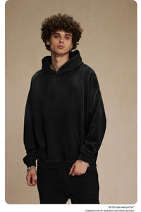 Retro Gradient  Distressed Holes Washed Hoodies