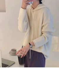 Solid 100% Cashmere Knitted Hoodie