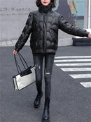 Stand Collar Quilted-Shell Parka