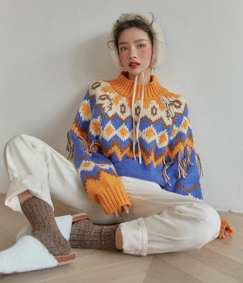 Vintage Christmas Jacquard Pullover Sweaters