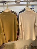 Mock Neck Ribbed Split Pullover