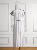 Embroidery V-Neck Tassel Bohemian Maxi Dress