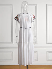 Embroidery V-Neck Tassel Bohemian Maxi Dress