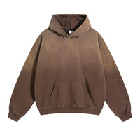 Retro Gradient  Distressed Holes Washed Hoodies