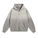 Vintage Washed Zipper Distressed Hoodies