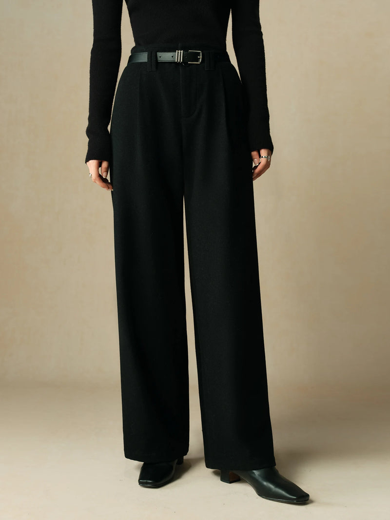 Wool Blended Straight Pants