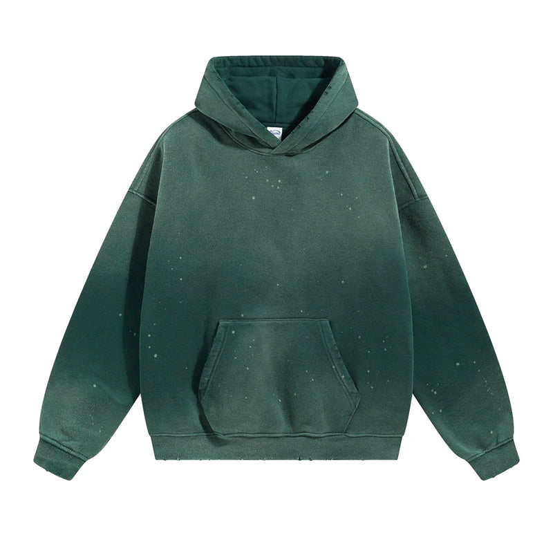 Oversized Warm Paint Distressed Hoodies