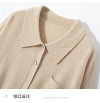 100% Cashmere Knitted Turn-down Collar Shirt