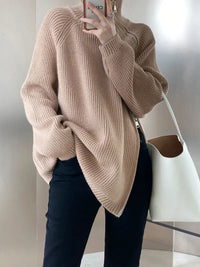 Oversize Asymmetrical Zip Knitted Sweater